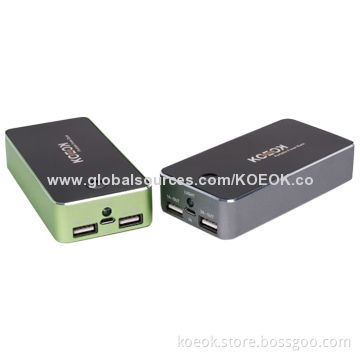 10,000mAh RoHS Mark Power Banks for Mobile Phones, Dual-USB Output, Best Quality